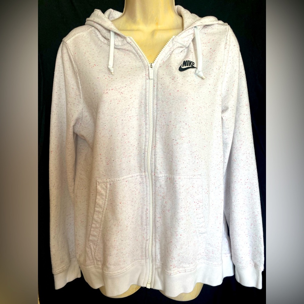 Women’s Nike jacket, white with pink, purple, & blue speckles, Sz M, never worn